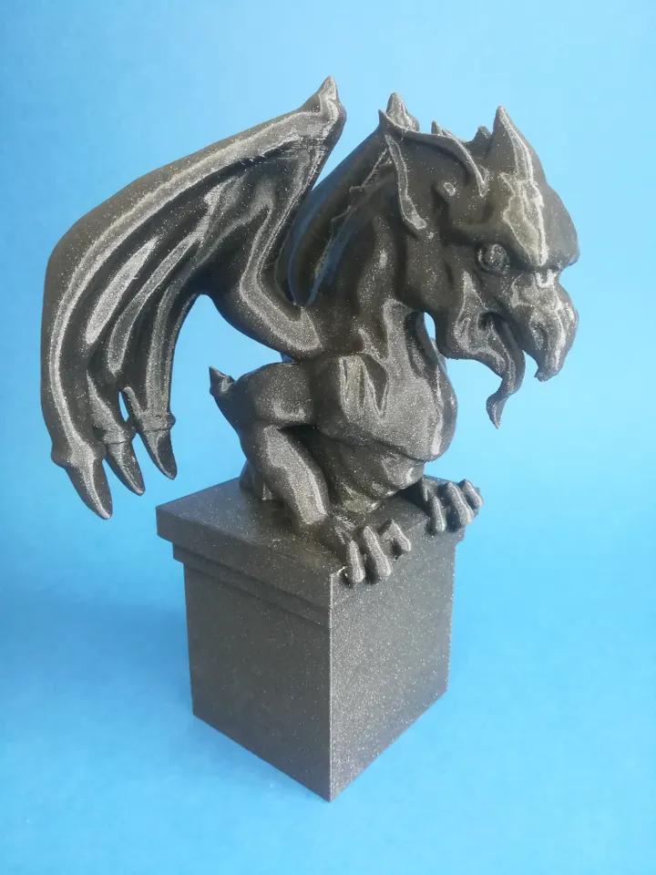 Dragon Gargoyle on pedestal Gothic architecture sculpture 3d model