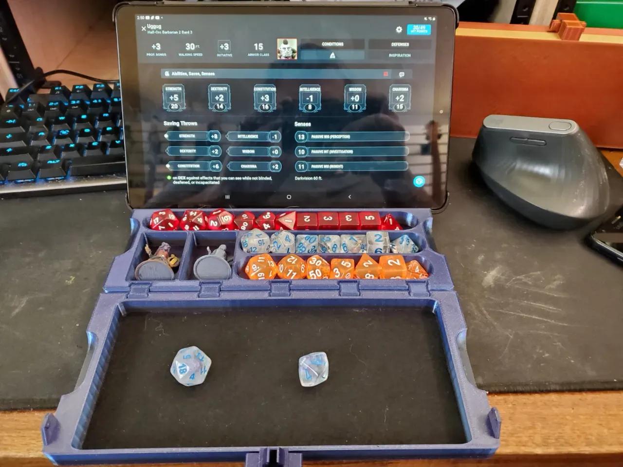 DND Dice Box / Rolling Tray / phone stand (print-in-place hinges!) 3d model