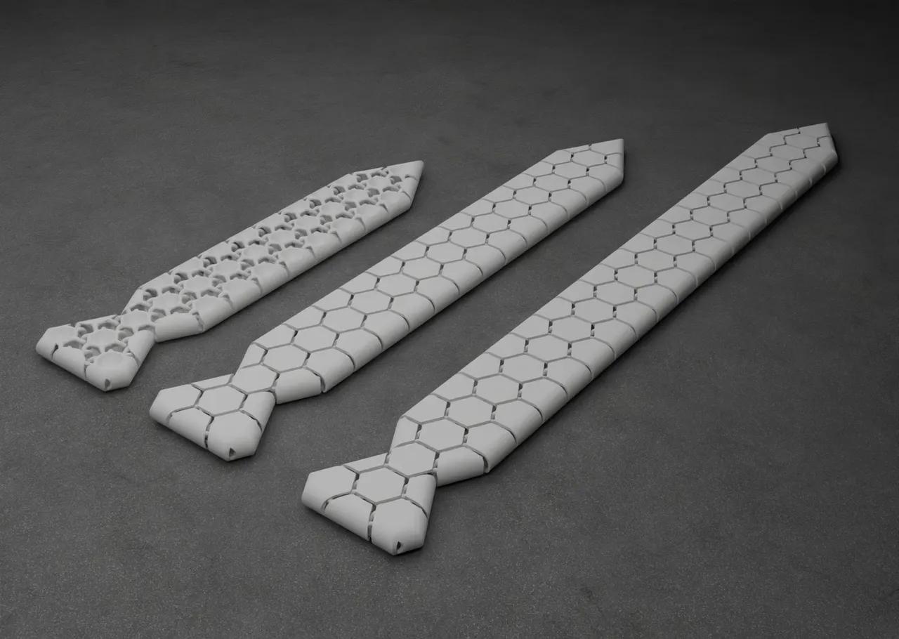 Flexible Hexagonal NASA Chainmail Tie 3 sizes 3d model