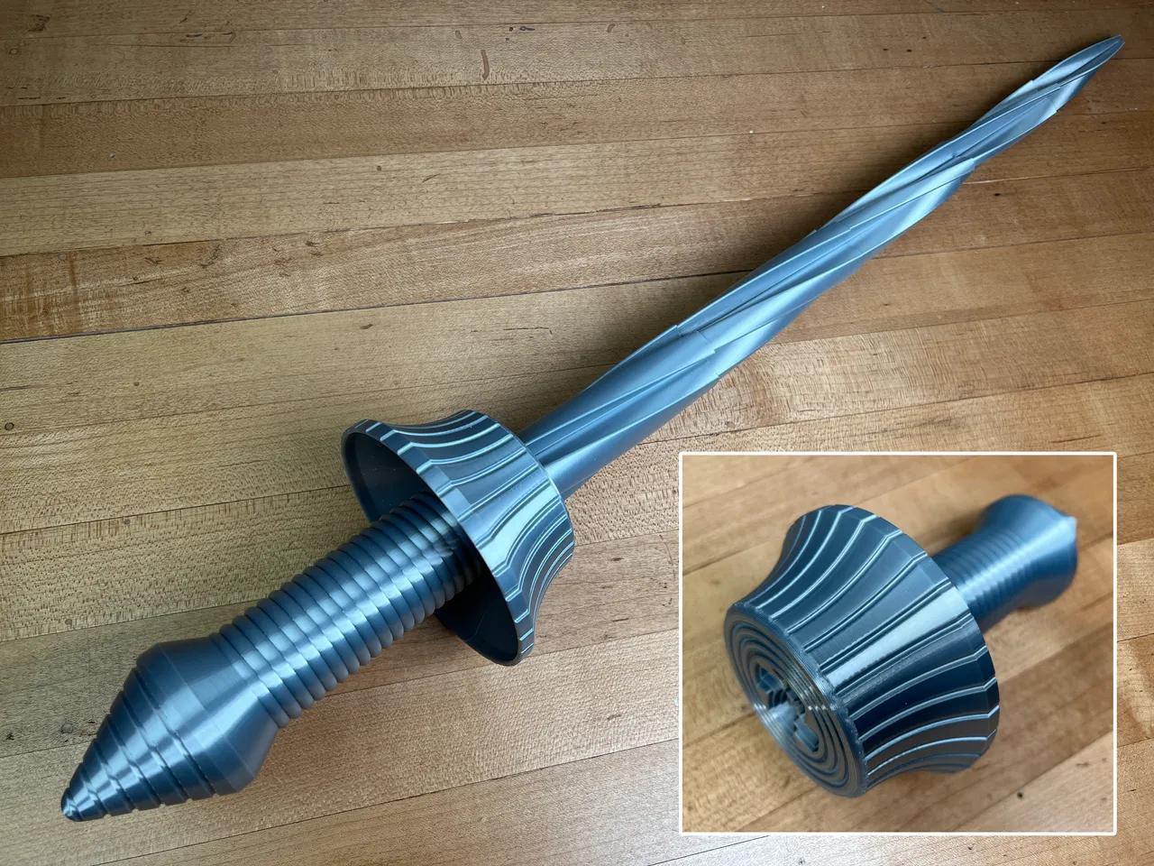 Collapsing Drill Sword (Print-in-Place) 3d model