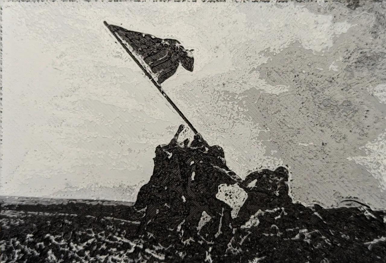 Raising the Flag on Iwo Jima - HueForge 3d model