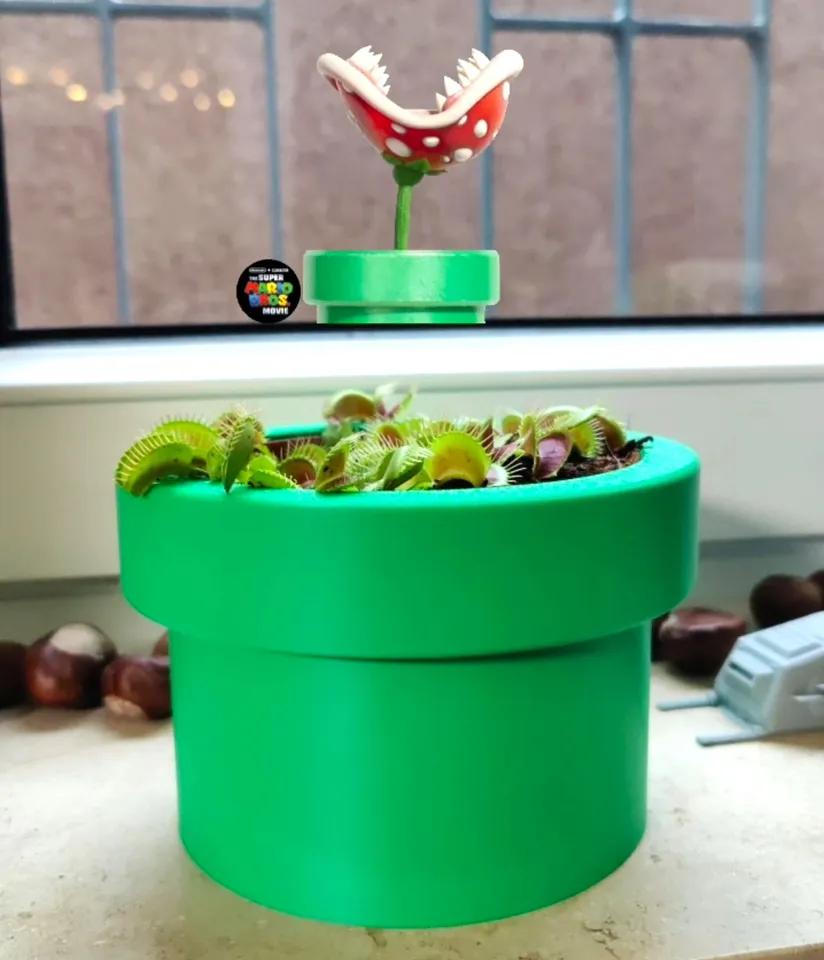 Super Mario Piranha Plant Pipe Pot (parametric) for IKEA Plant 3d model