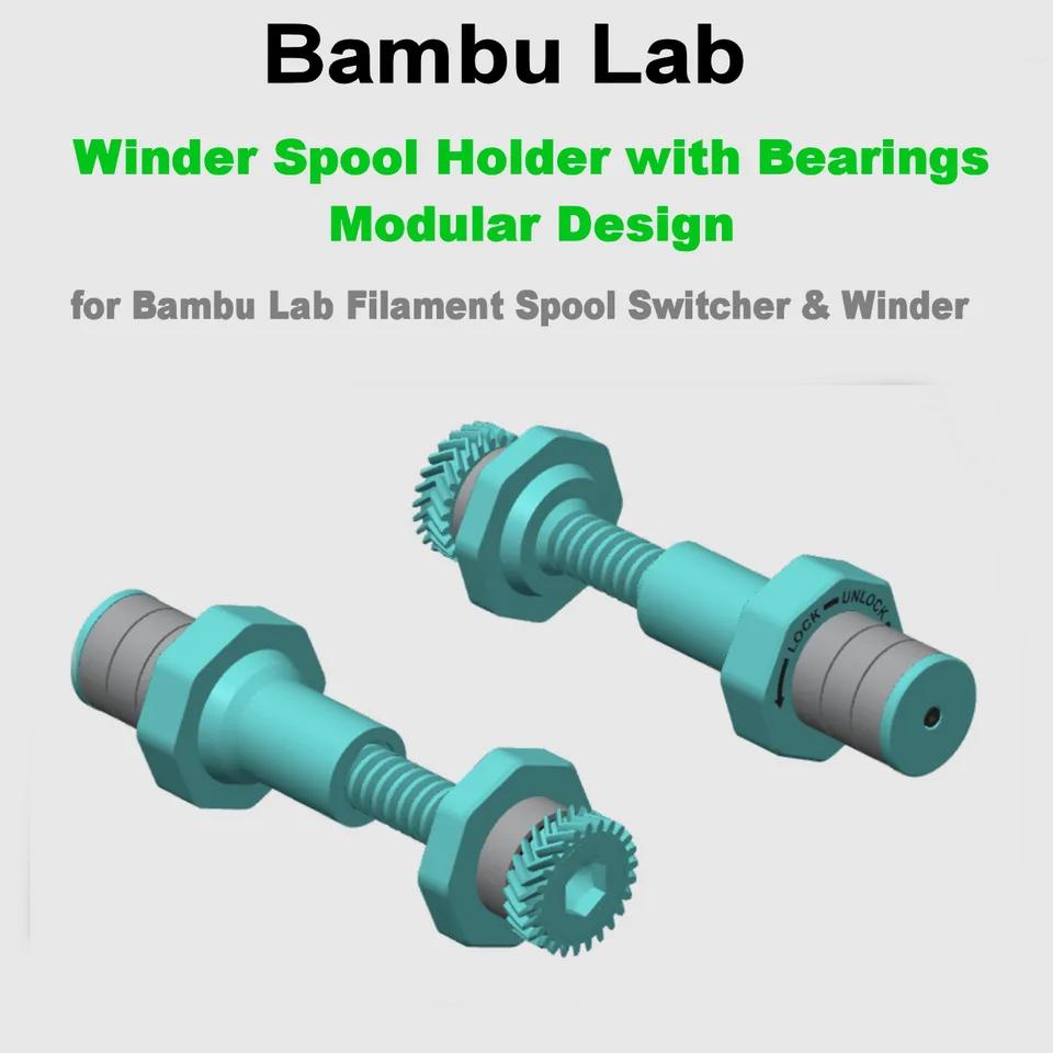 Winder Spool Holder with Bearings - Modular Design for Bambu Lab Filament Spool Switcher & Winder 3d model