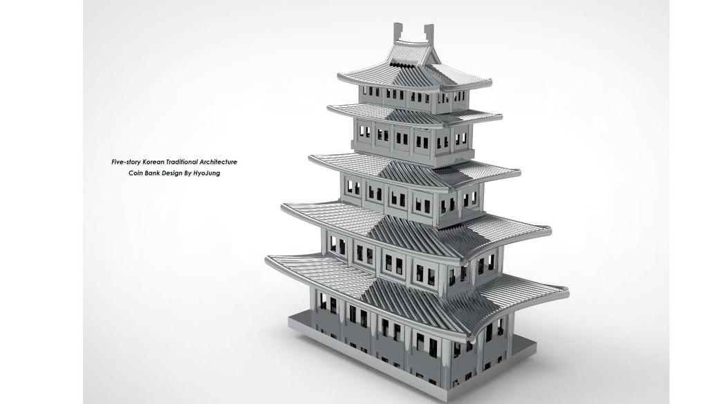 Five-story Korean Traditional Architecture Coin Bank&Case 3d model
