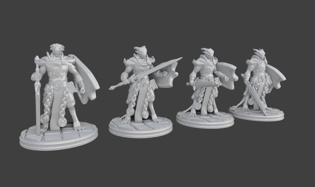 (Remix) Dragonborn Paladin Miniature (Better supports and extra poses) 3d model