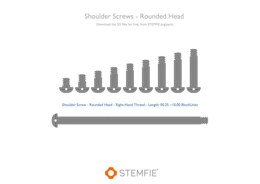 STEMFIE - Fasteners - Shoulder Screws - Rounded Head 3d model