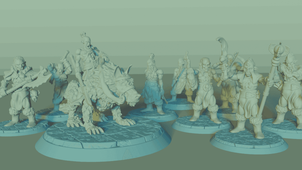Orc Horde Set, 9 Miniatures, Dungeons and Dragons 3d model