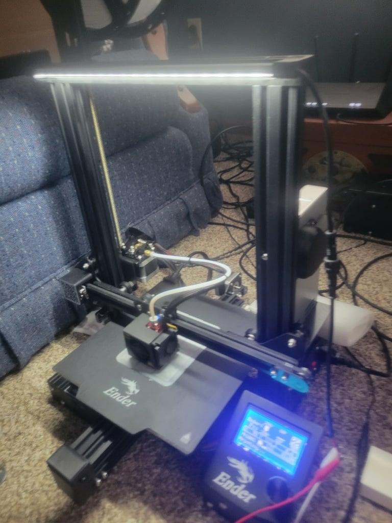3D Printer Light Bar Holder - Extruded LED Strip Holder 17 mm 3d model