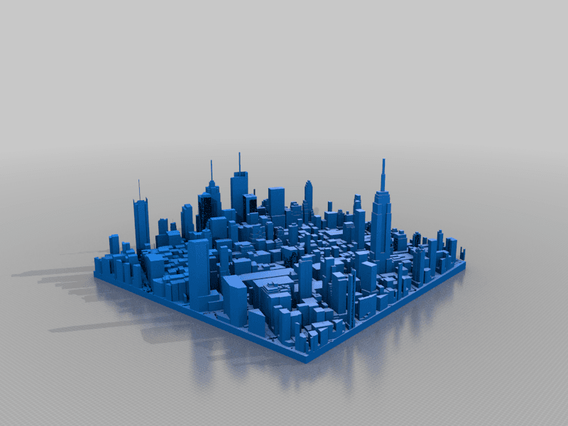 1km squared model of new york city block with empire state building 3d model