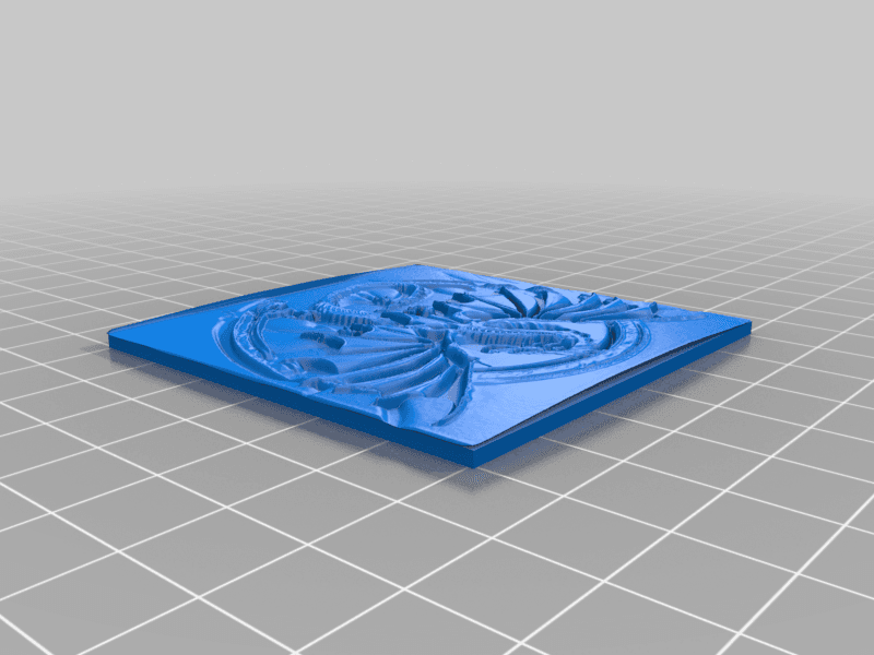 dragon bas relief template for tiles 3d model