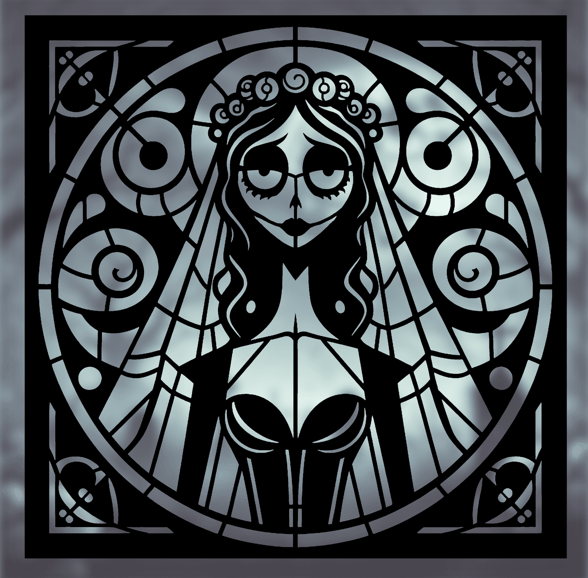 Gothic Corpse Stained Glass Corpse Bride – Gothic Halloween wall Art - 3D model by ...