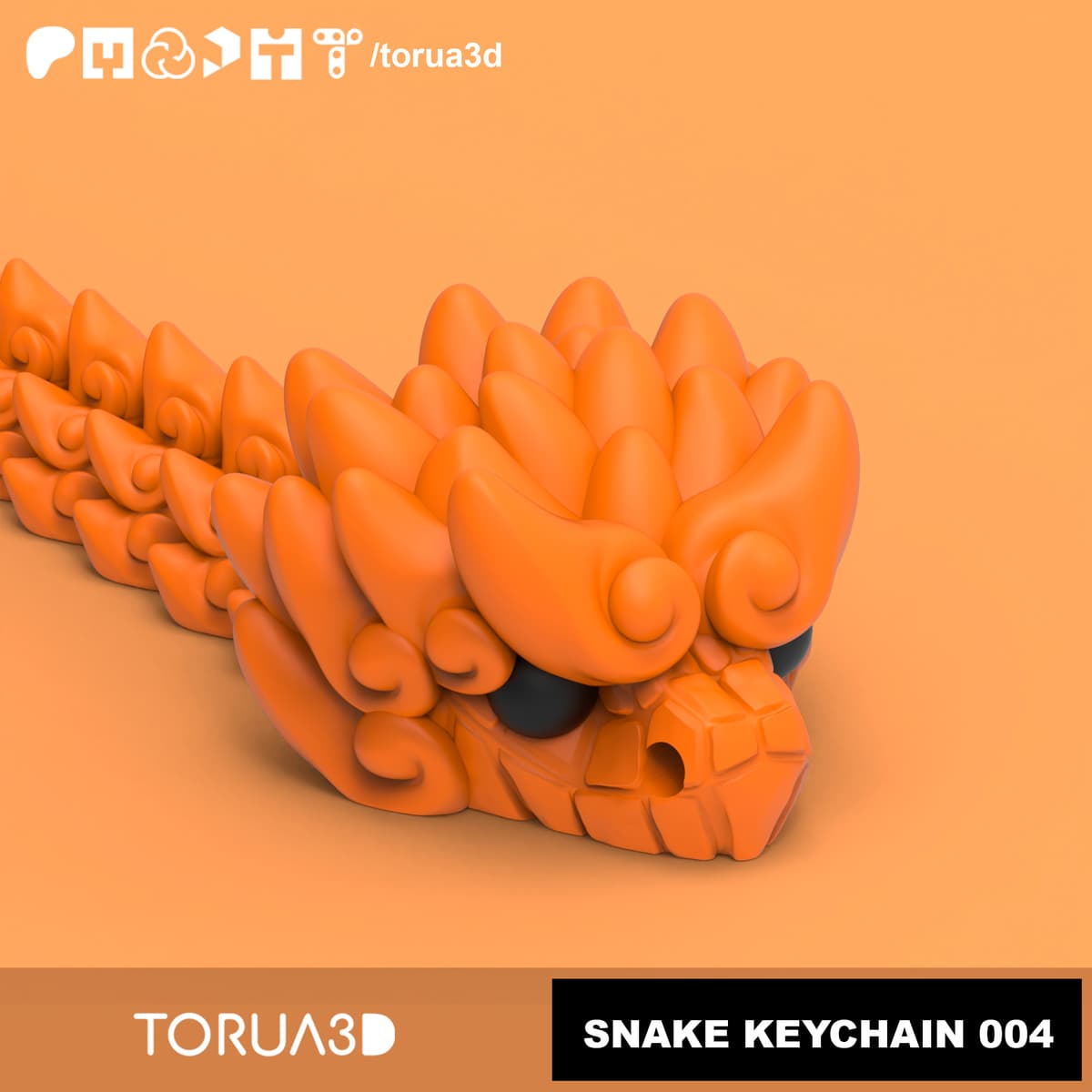 3d Print Rattlesnake Rattle Keychain Articulated keychain snake 004 - Print in place - No supports - 3mf ...