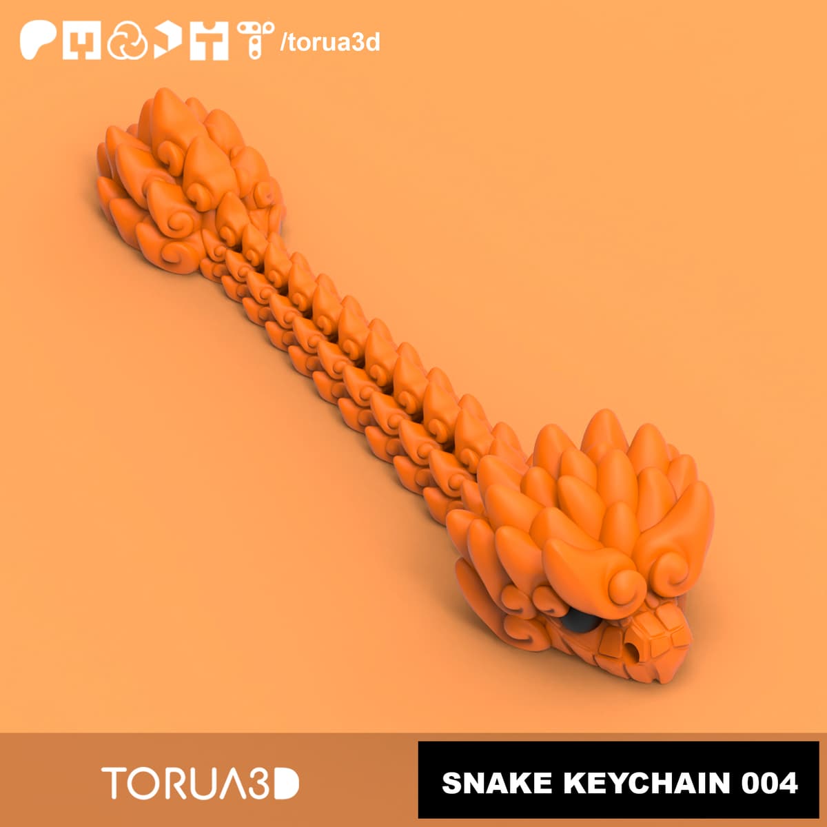 3d Print Rattlesnake Rattle Keychain Articulated keychain snake 004 - Print in place - No supports - 3mf ...