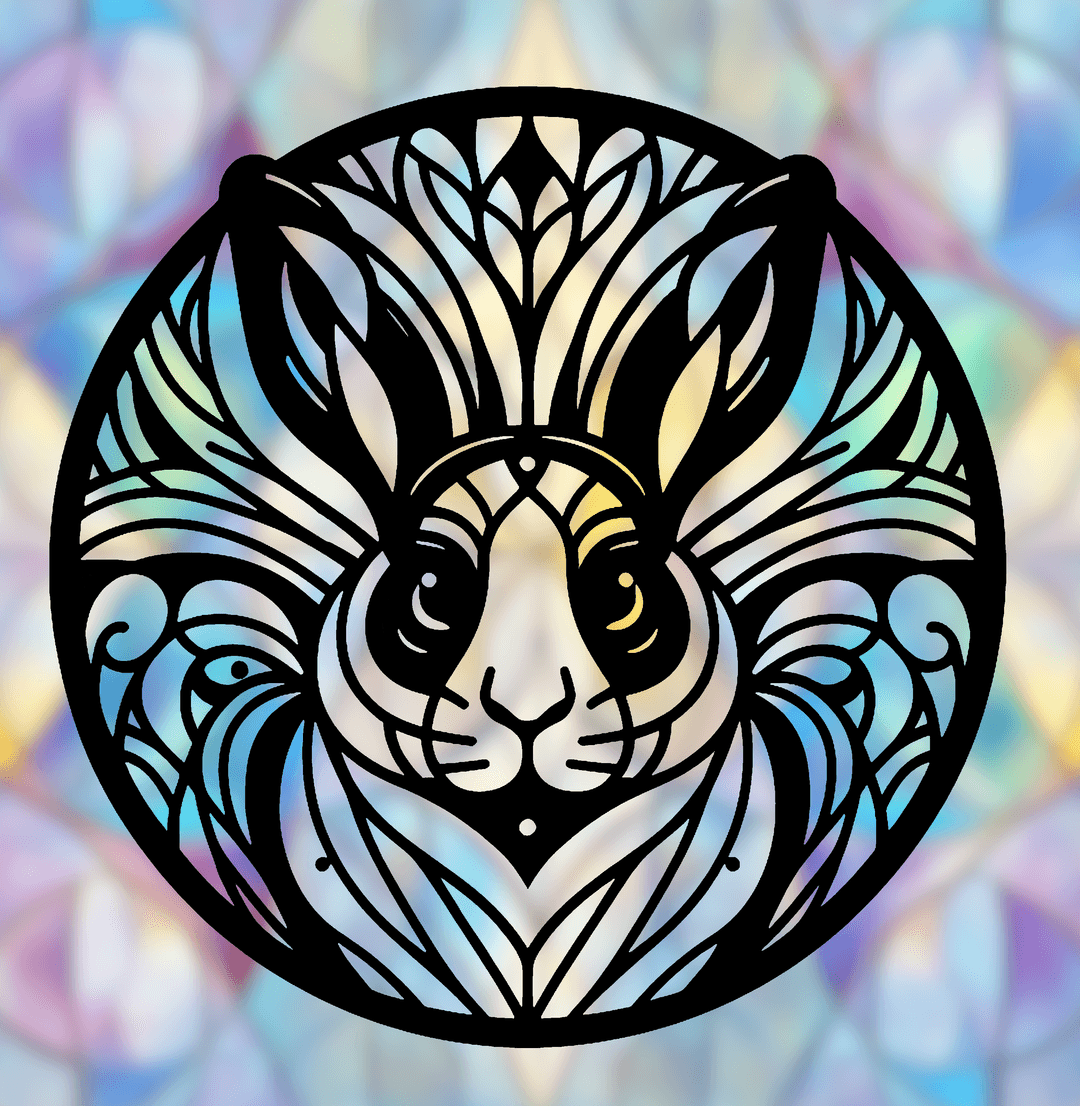 2d Rabbit Plaque Rabbit Mandala Art β 2D geometric wallart (Stained Glass Style) - 3D ...