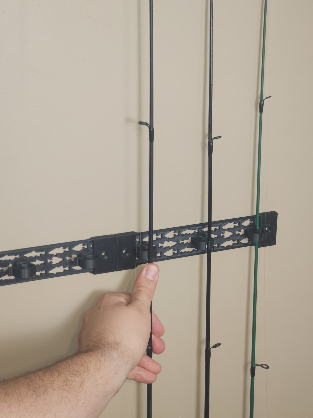Modular Black Rod Modular Fishing Rod Wall Mount - 3D model by ht3dproducts on Thangs