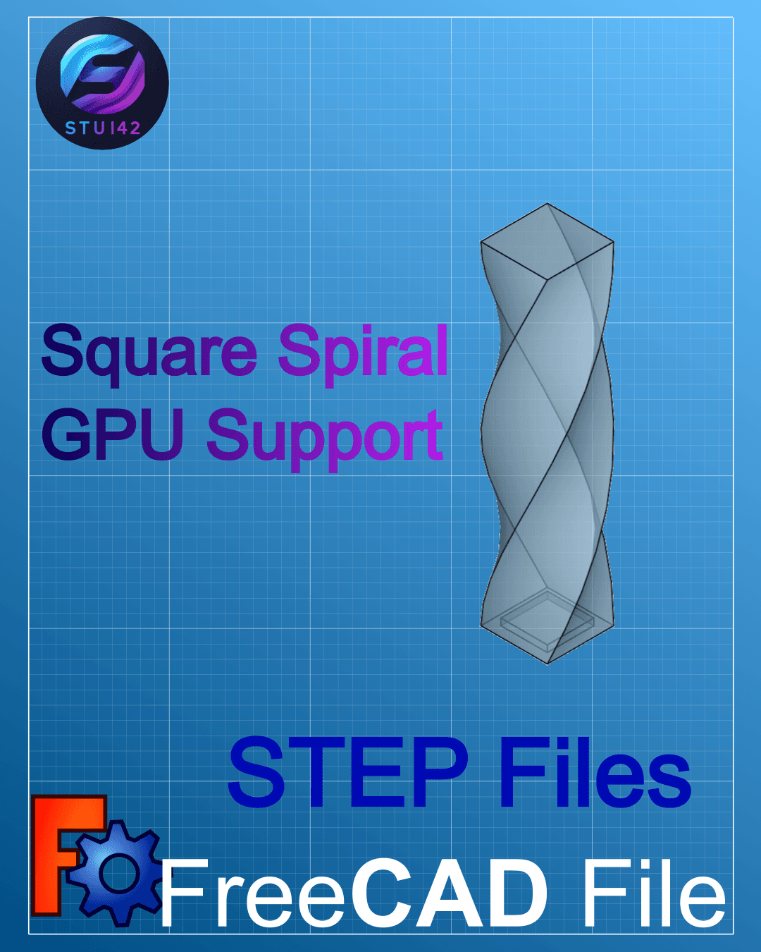 GPU Support Square Spiral CAD files - 3D model by Stu142 on Thangs