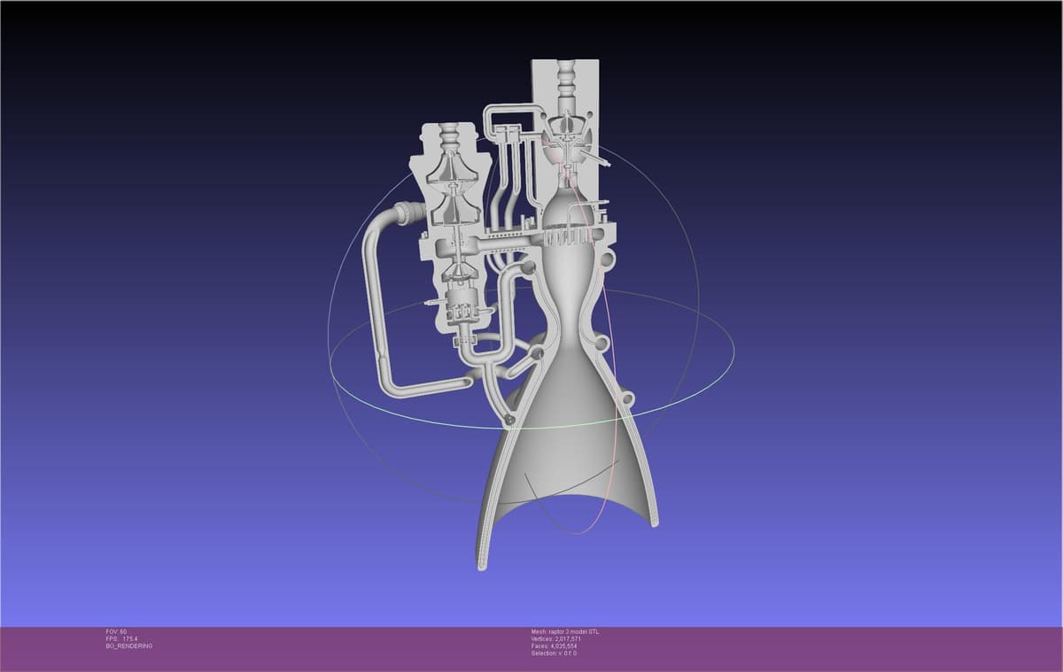 Ms Structure Raptor Space X Raptor 3 Engine Loop Printable 3D Cross Section Diagram Model ...