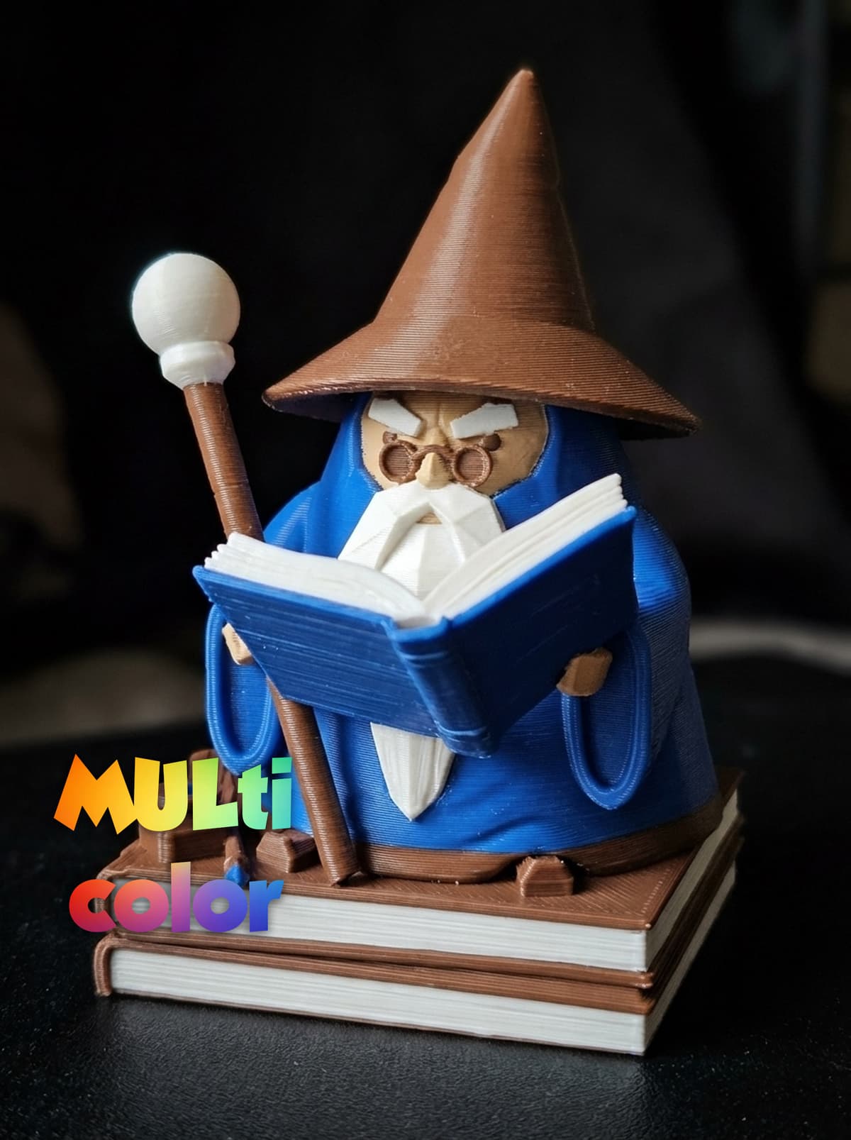 Multi Wizard Design Wizard Reading Book Multi-Color 3MF | Fantasy Print | Bambu Ready - 3D ...