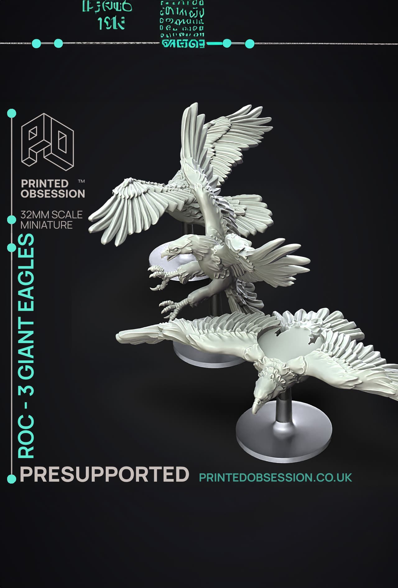 Dnd Roc Size Scale Roc - 3 Giant Eagles - PRESUPPORTED - 32mm scale - 3D model by ...
