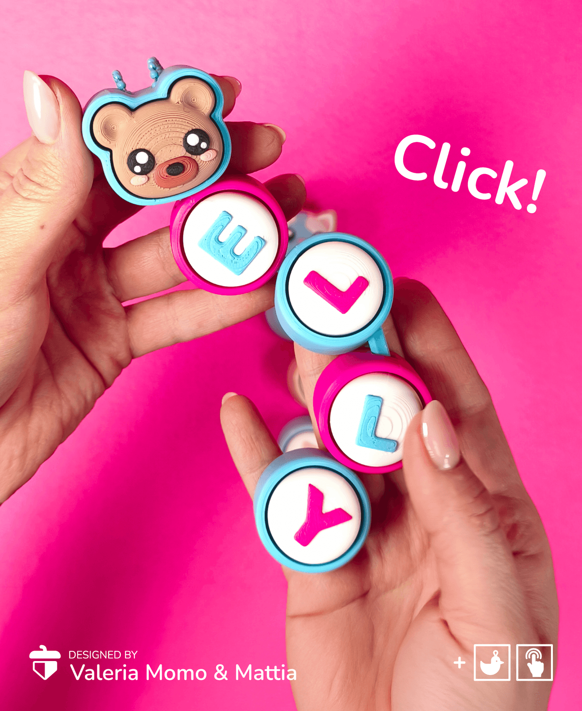 Code Clicker Key Chain Customizable Alphabet Clicker & Keychain - 3D model by Valeria Momo ...