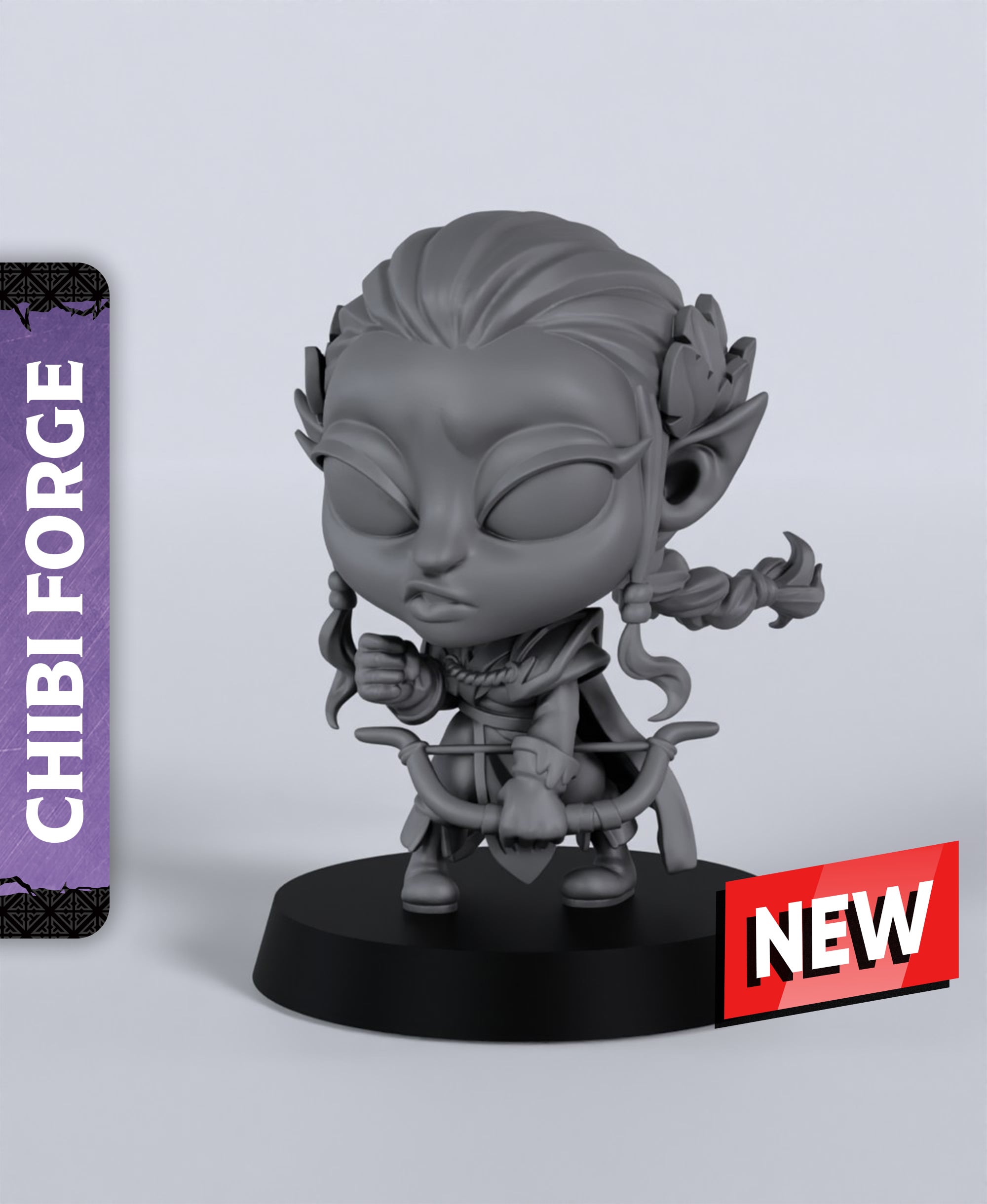 Chibi Elf Ranger Chibi Female Elf Ranger - With Free Dragon Warhammer - 5e DnD Inspired ...