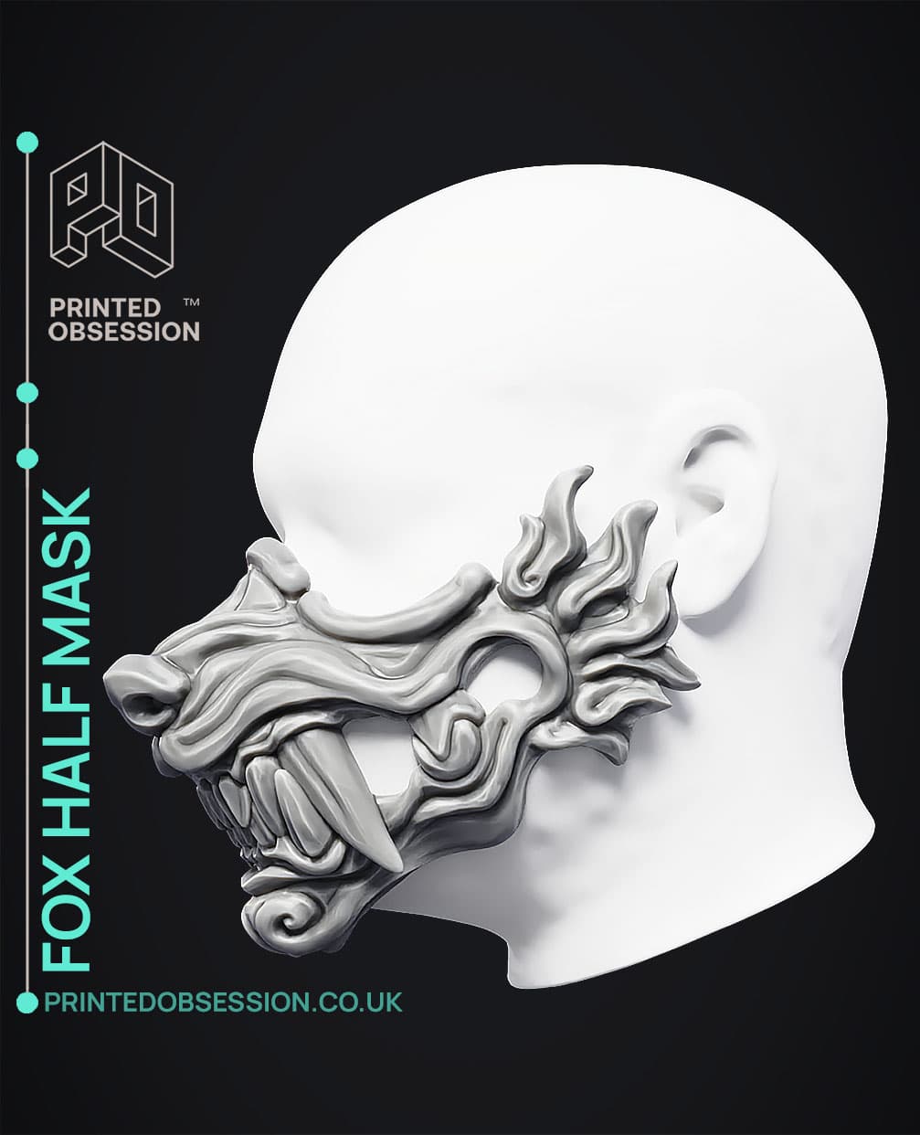 Fox Halff Shell Fox Half Mask - 3D model by printedobsession on Thangs