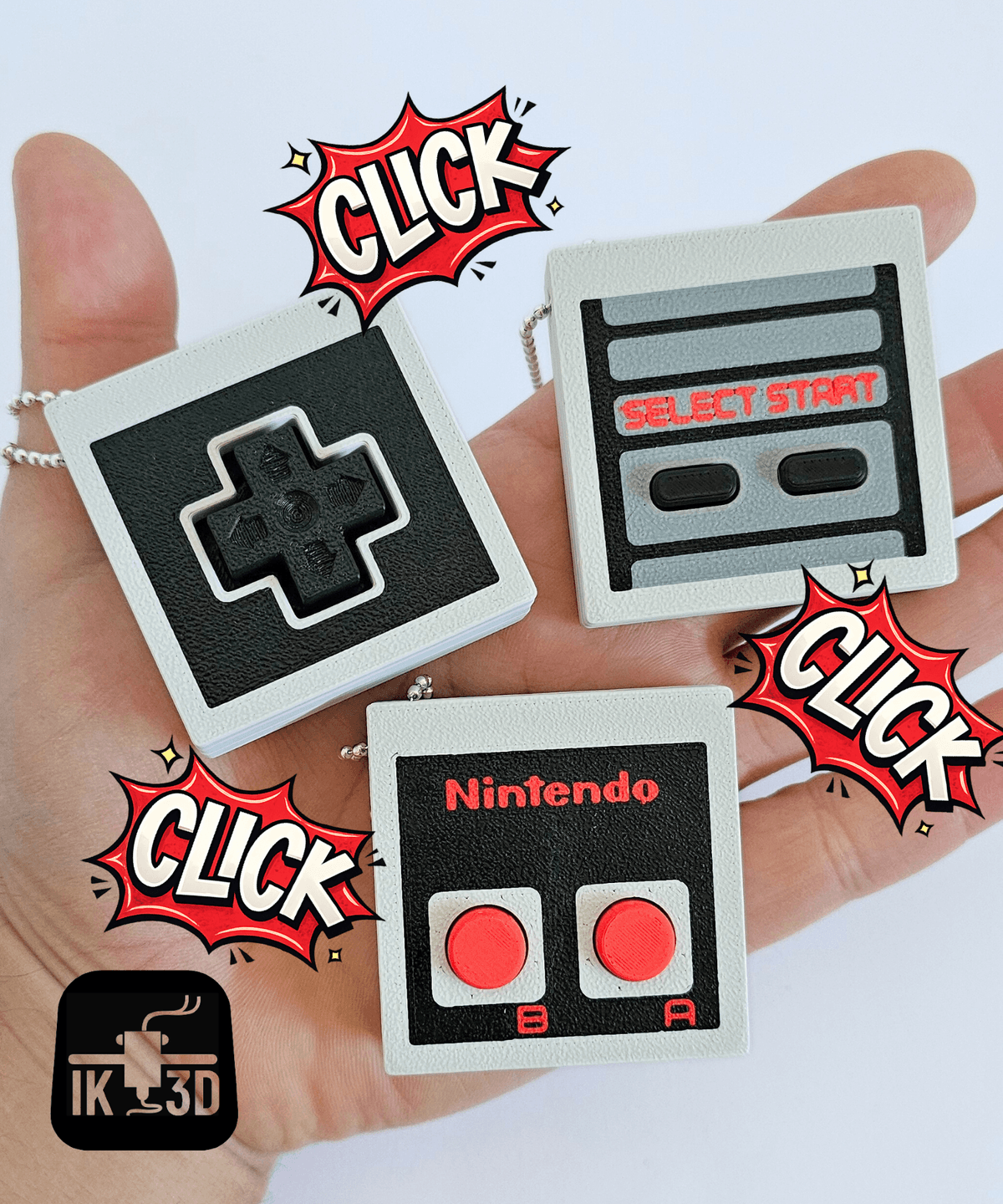 Nes Linkbutton NES Controller Clicky Button Keychain Set - 3D model by IK3D on Thangs