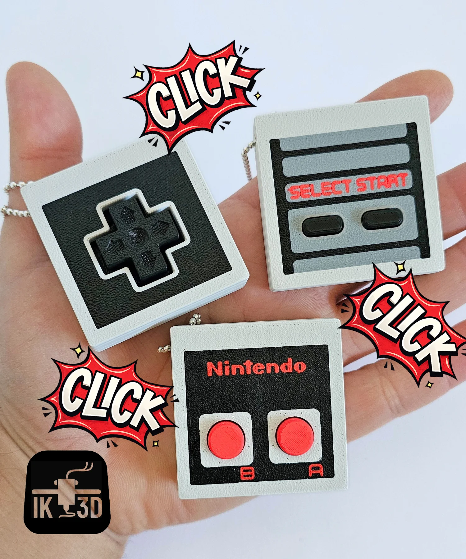 Nes Controller Button Names NES Controller Clicky Button Keychain Set - 3D model by IK3D on Thangs