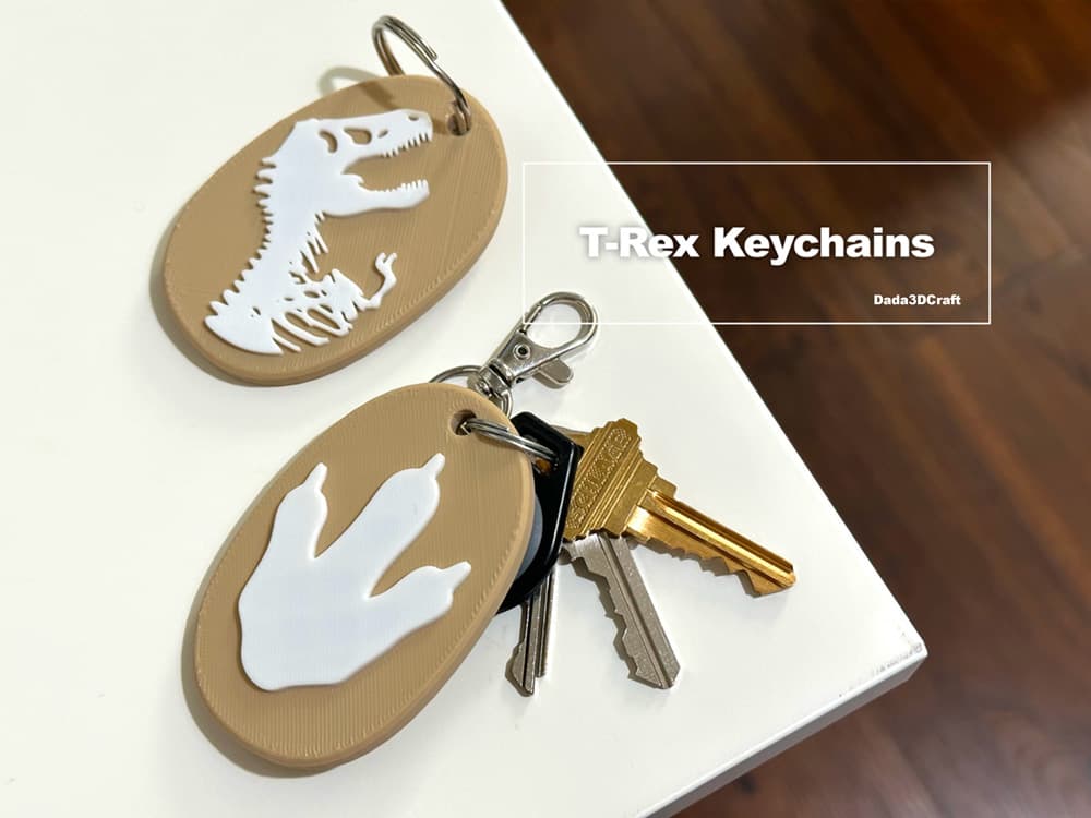 T Rex Keychains T-Rex dinosaur Keychains - 3D model by Dada3Dcraft on Thangs