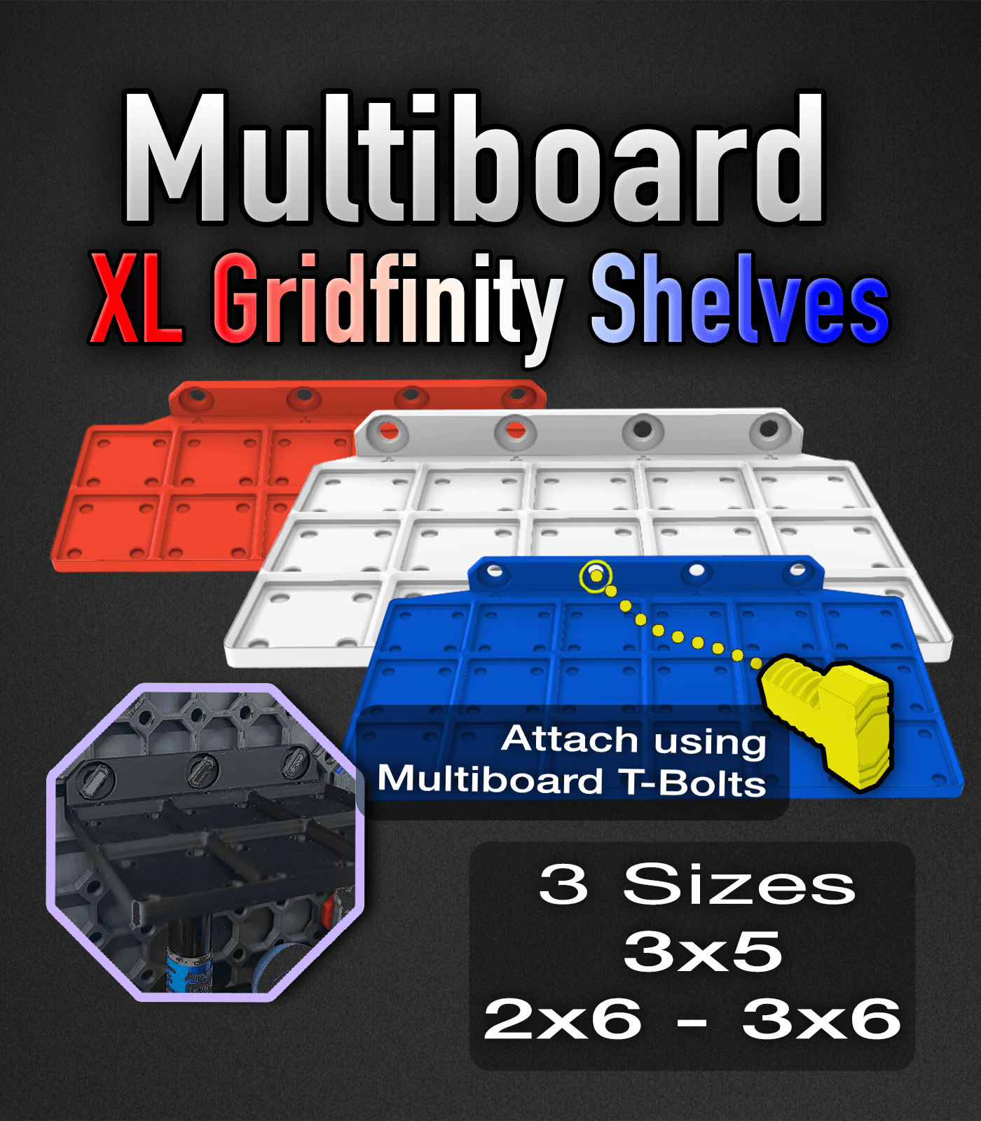 30mm Multiboard MultiBoard Gridfinity Shelves - 3D model by K2_Kevin on Thangs