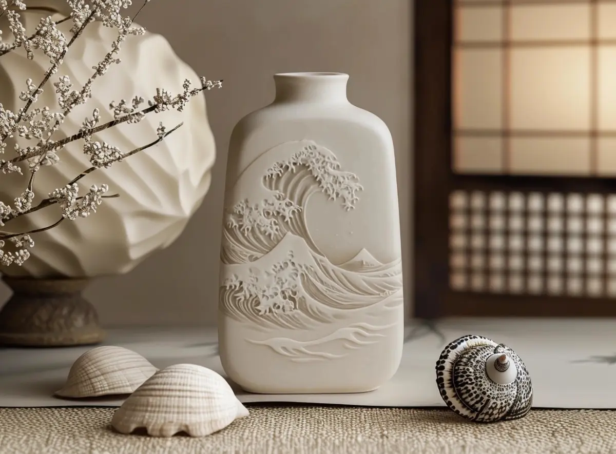 Wave Pattern Decor Wave Relief Vase – Elegant Coastal Decor with a Wave Pattern - 3D model ...