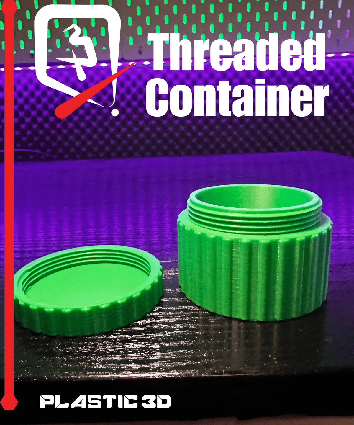 Food Container Thread Threaded Container with Thick Vertical Lines Deco - 3D model by Plastic ...