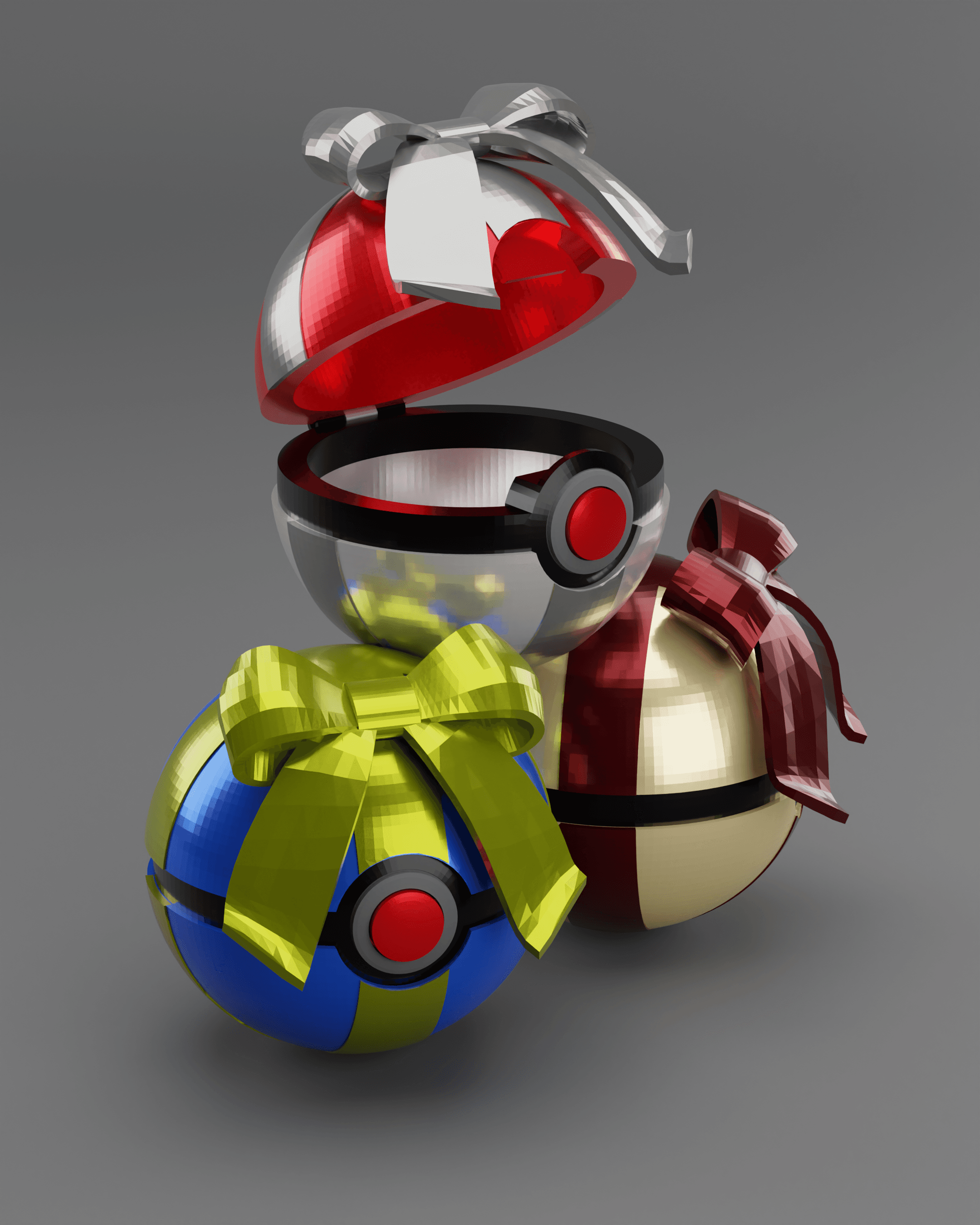 Present Ball Present Ball Holiday Themed Opening Pokeball - Fan Art - 3D model by ...