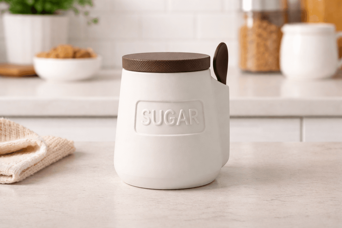 Remix Container Sugar Jar with a Spoon – Minimalist Kitchen Container in Matte Plastic ...