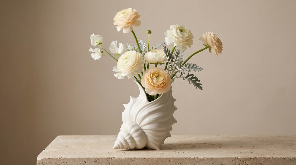 Abstract Shell Vase Select membership plan including Minimalist Biomorphic Conch Shell Vase ...