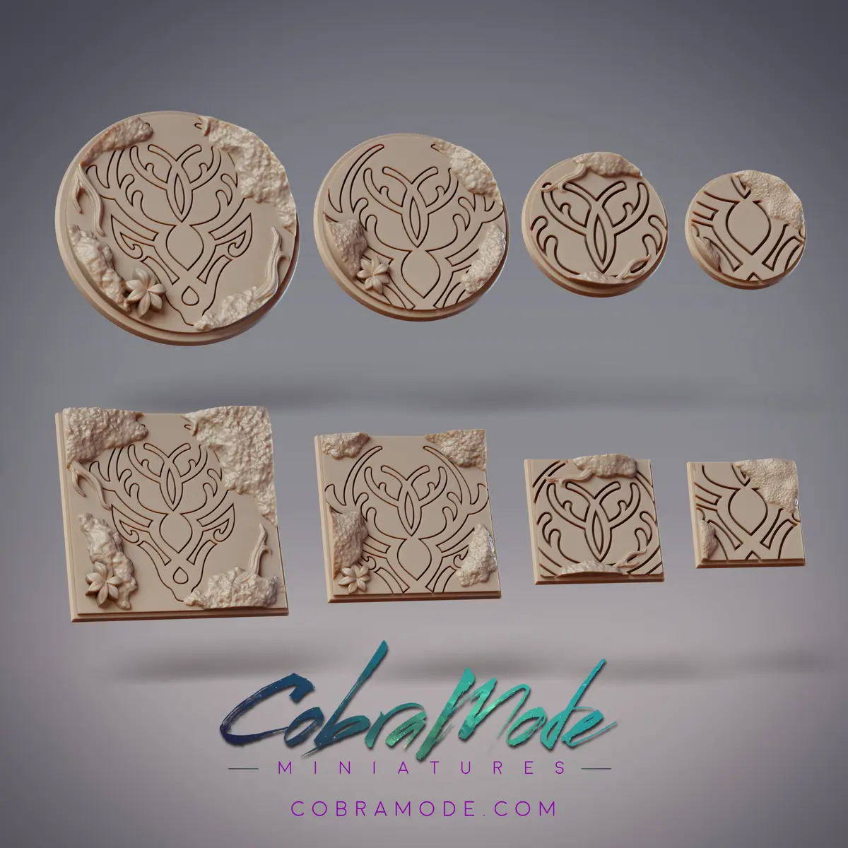 Base Rune Stag Rune Base Pack (8pcs) - Round and Square Version - 3D model by ...