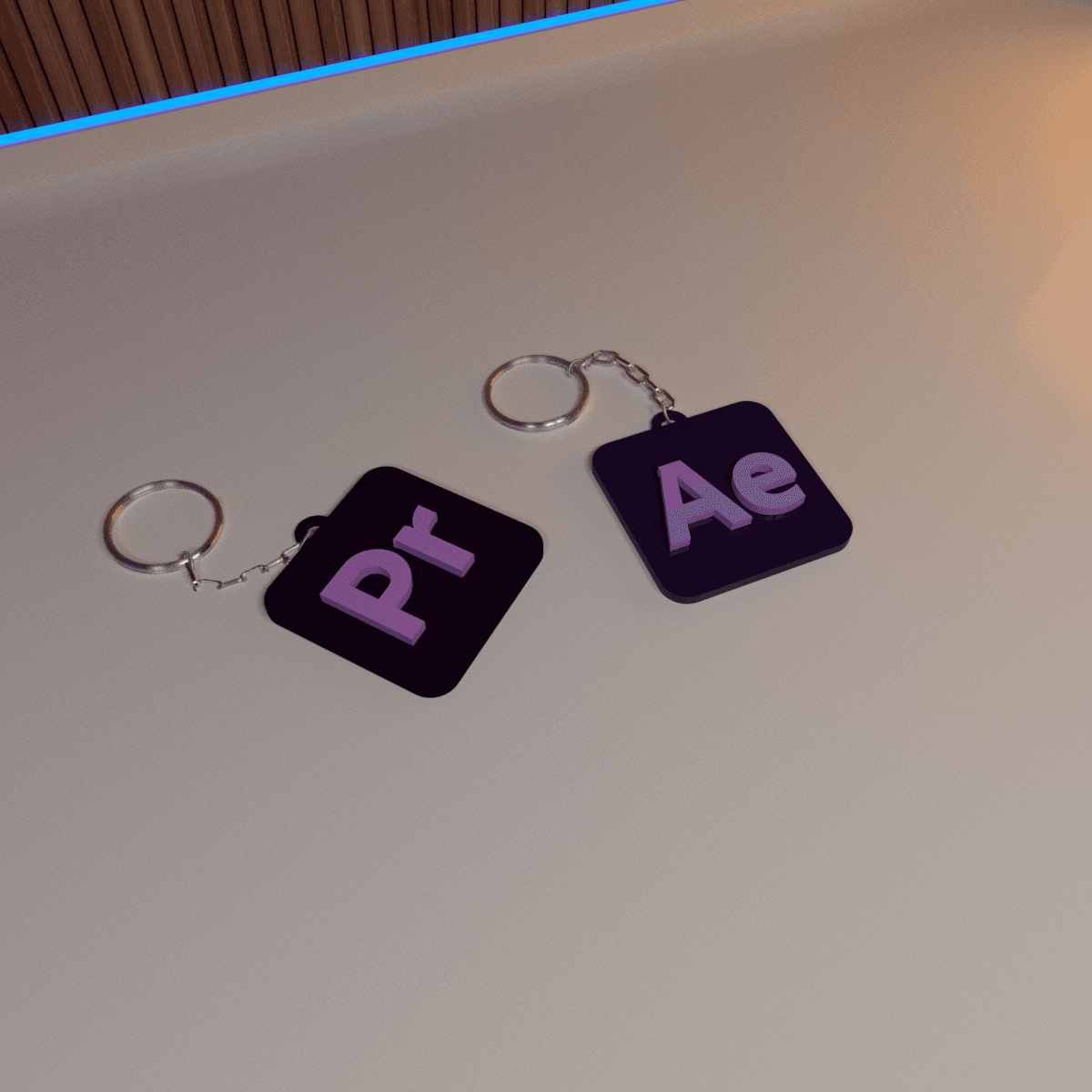 PREMIERE AND AFTER EFFECTS KEYCHAIN 3D Model By AlienEplorer PNZ On Premiere and after effects keychain 3d model by alieneplorer pnz on