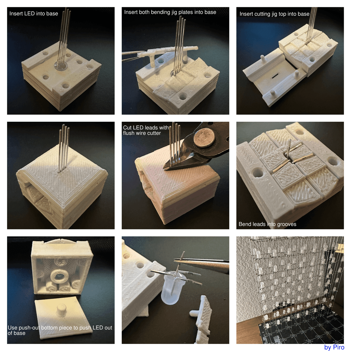 8x8x8 RGB LED Cube Cut and Bend Jig - 3D model by piropory on Thangs