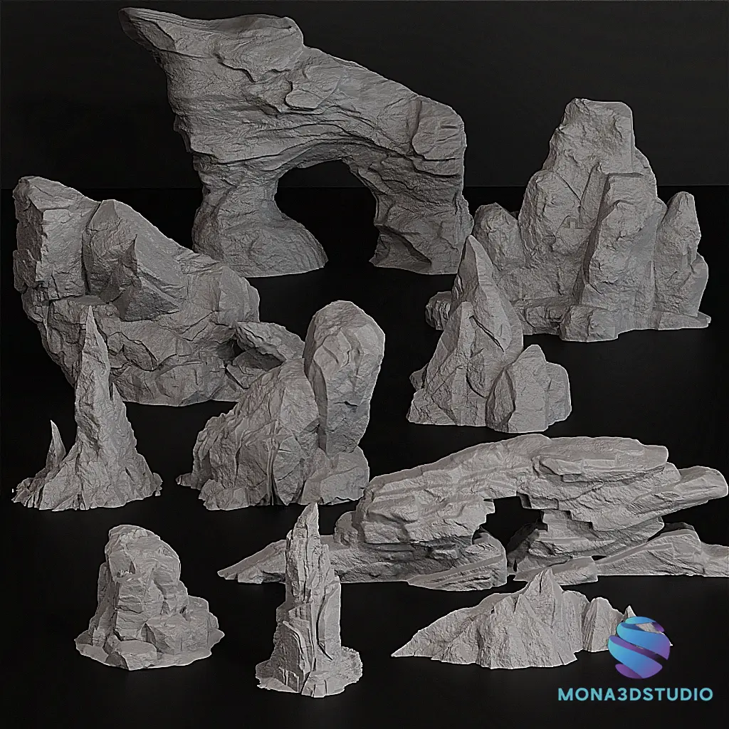 Realistic Hobby Rocks Realistic Rock Set for Miniatures | 10 STL Models (Small, Medium, Large ...