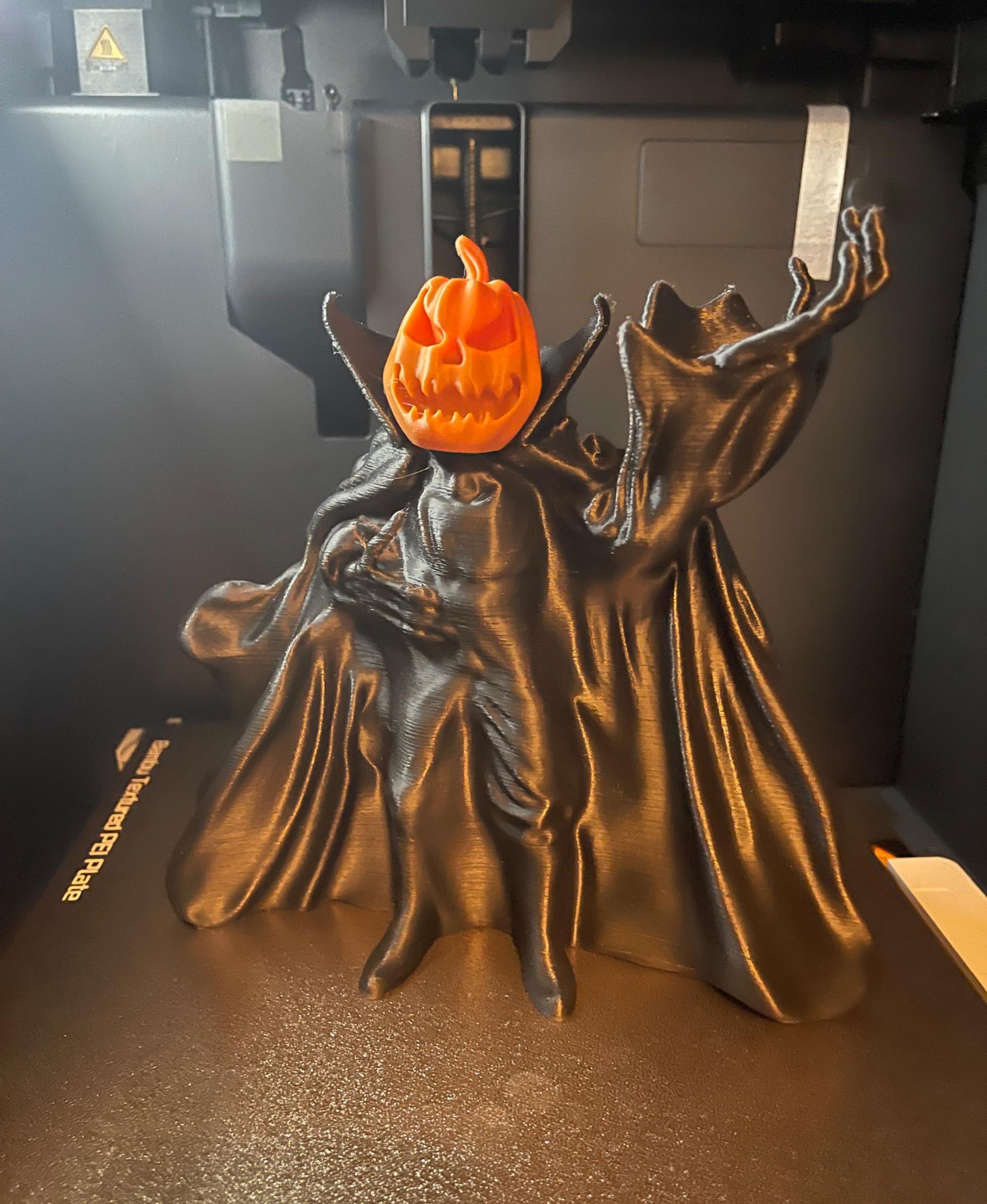 Headless Horseman  - Articulated Snap-Flex Fidget (Loose Joints) - While the pumpkin itself was printed on my p1s, I decided to throw the body at my old Franken-ender and it came out pretty great! - 3d model