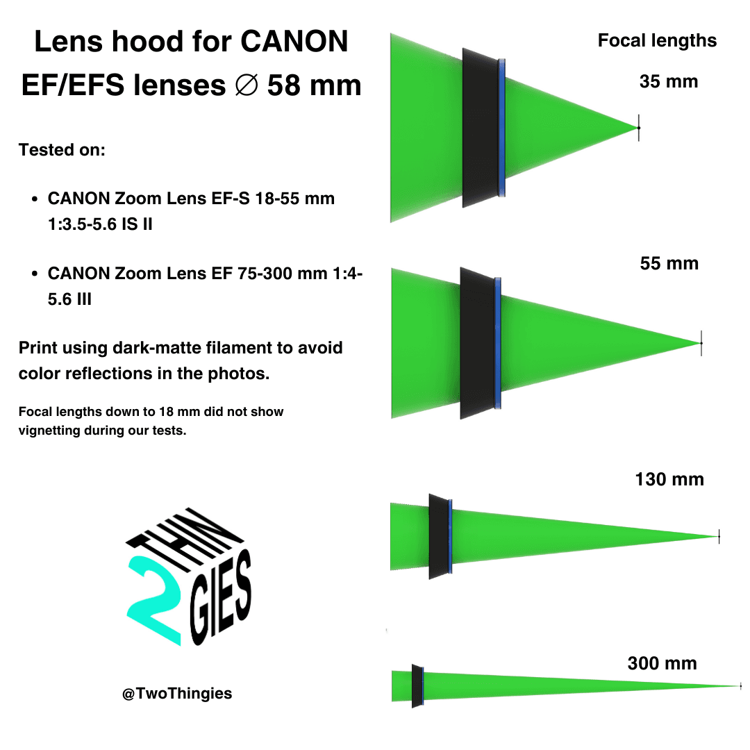 Short lens hood for CANON EF/EFS - 58 mm ø lenses 3d model