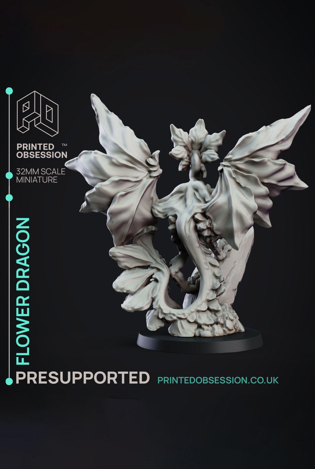 Flower Pseudo Dragon - Elemental Familars - PRESUPPORTED - Illustrated and Stats - 32mm scale			 3d model