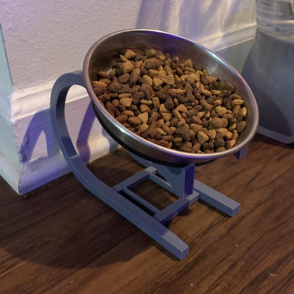 Angled Cat Food Bowl Holder 3d model