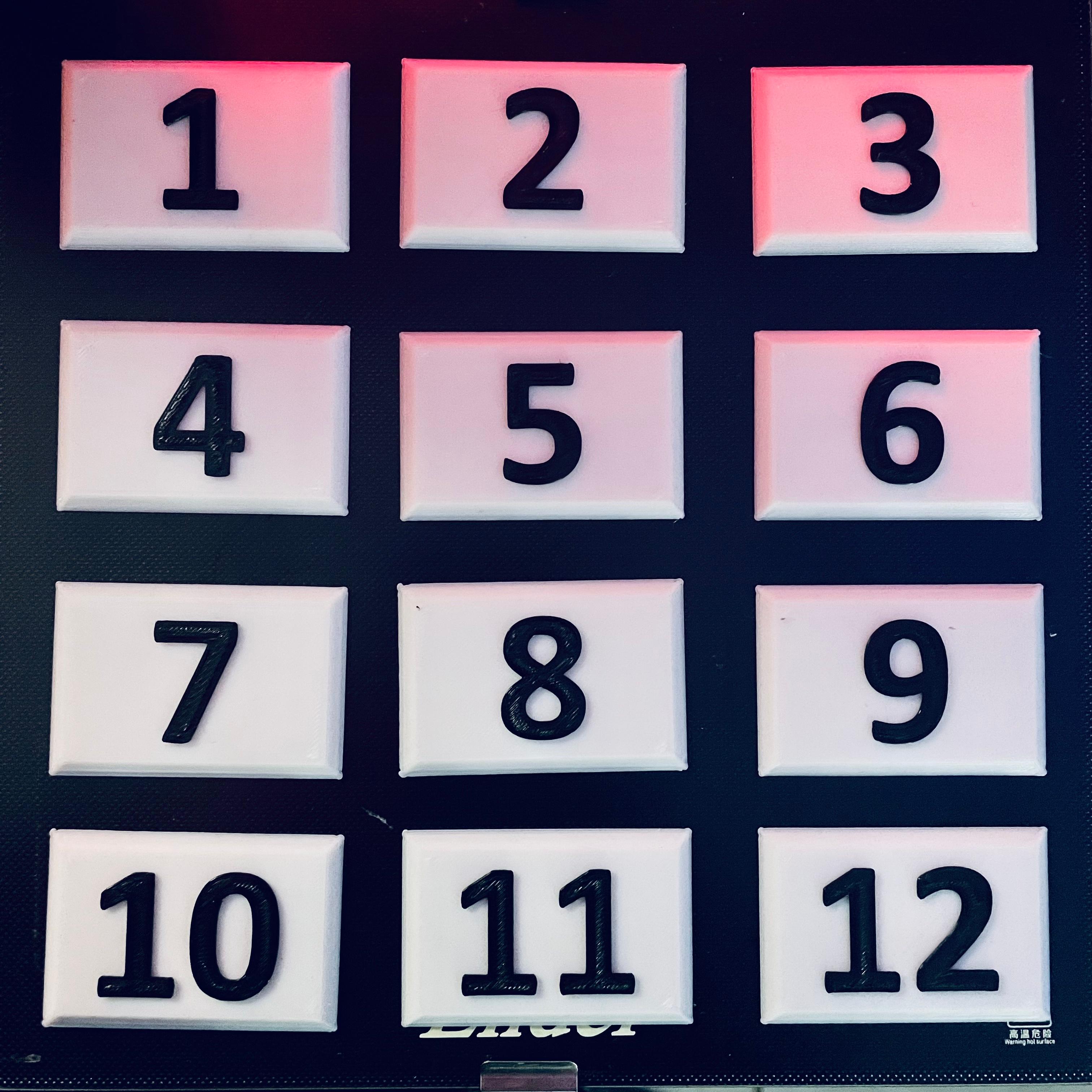Room Numbers (1-12) 3d model