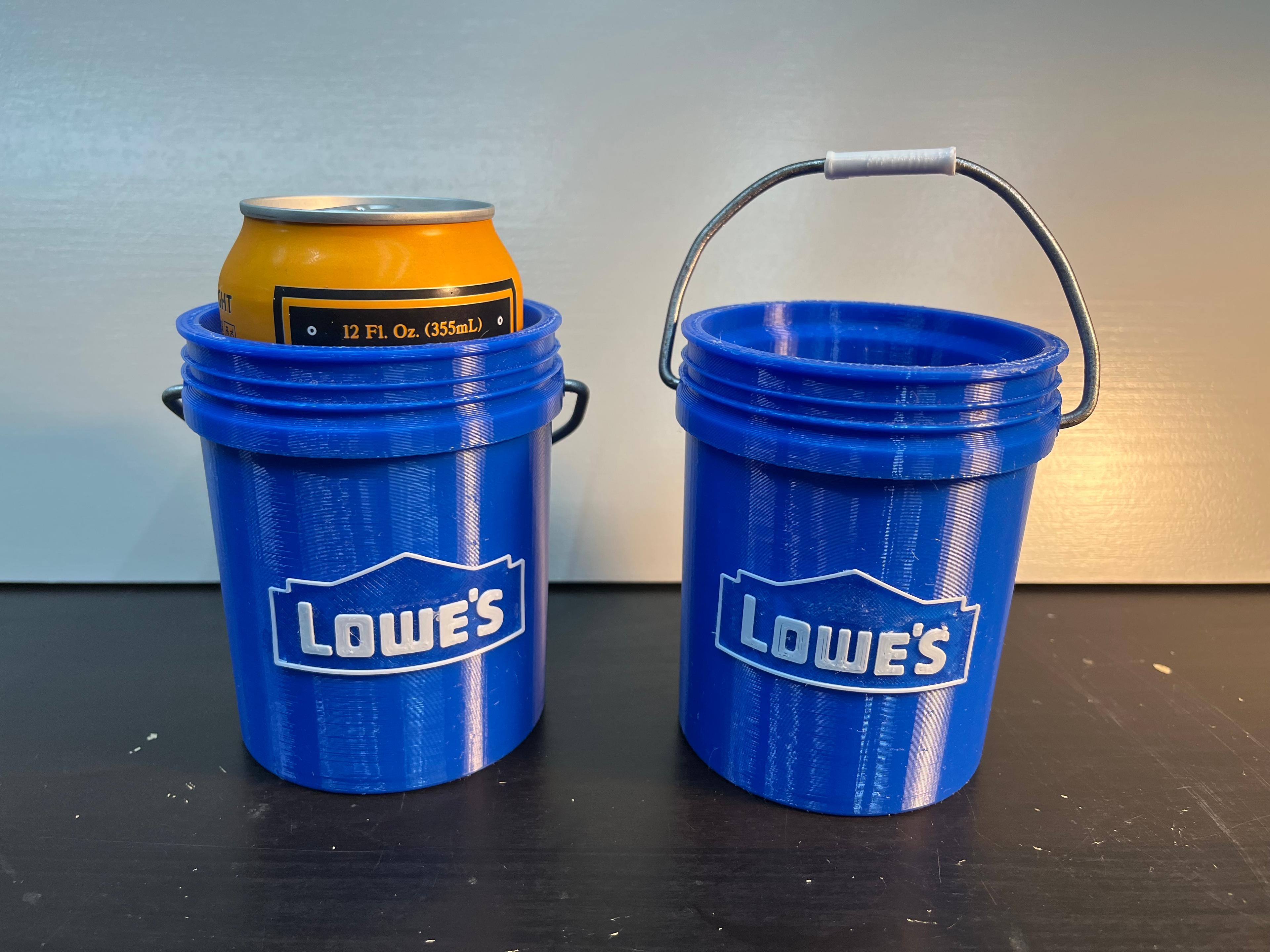 5 Gallon Can Cooler - One of the most original models I've seen recently. I love the design and can't get over how cool it is. I printed an extra one for my brother in law and a friend saw it and wants one too.

My blue filament reminded me of a Lowe's bucket so I also found the logo on Thingiverse and scaled and printed it with a color change and super glued it in place. Also printed a white handle to match the Lowe's theme.

I wish there was a better way to bend the handle. The first half is easy, and then once you add the printed part, you can't clamp onto that location anymore so it makes the second half much harder and both of my handles are lopsided because of this. - 3d model
