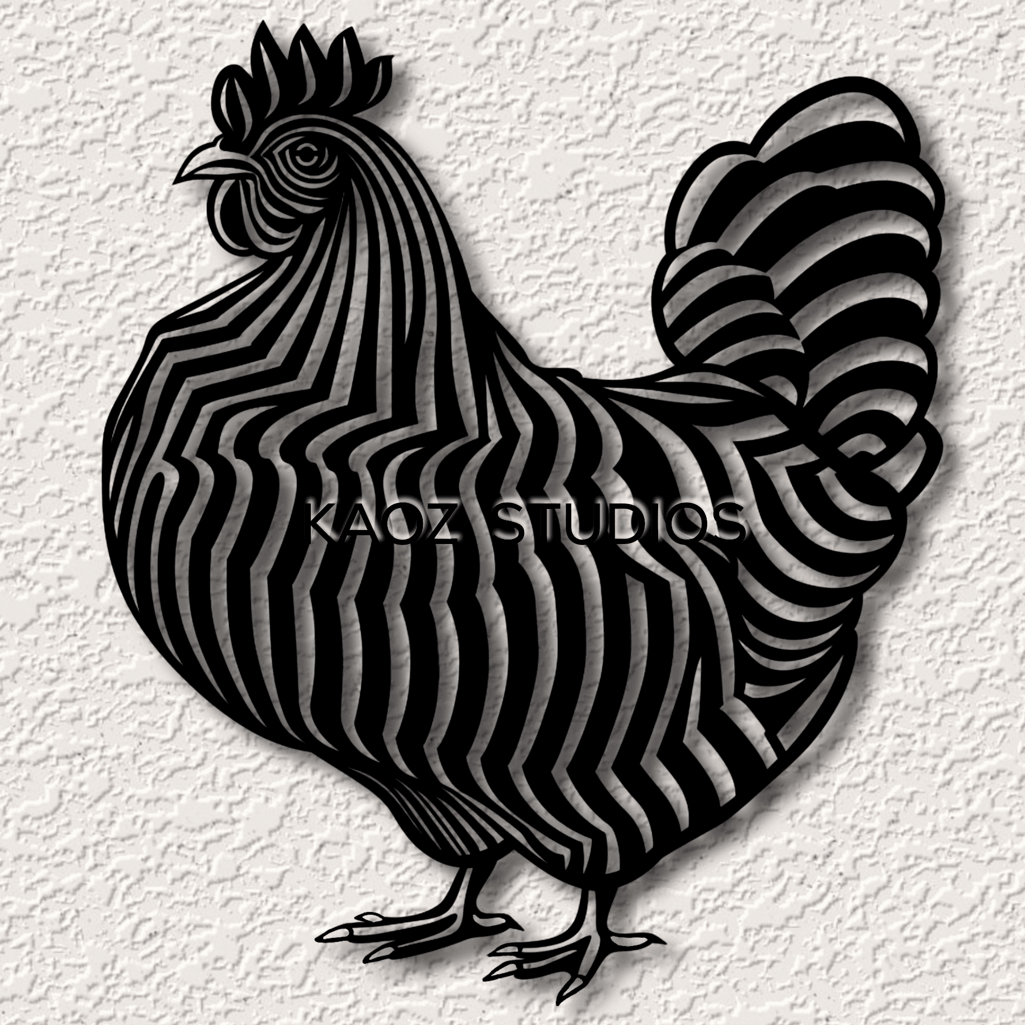 chicken wall art hen wall decor rooster optical illusion decoration 3d model