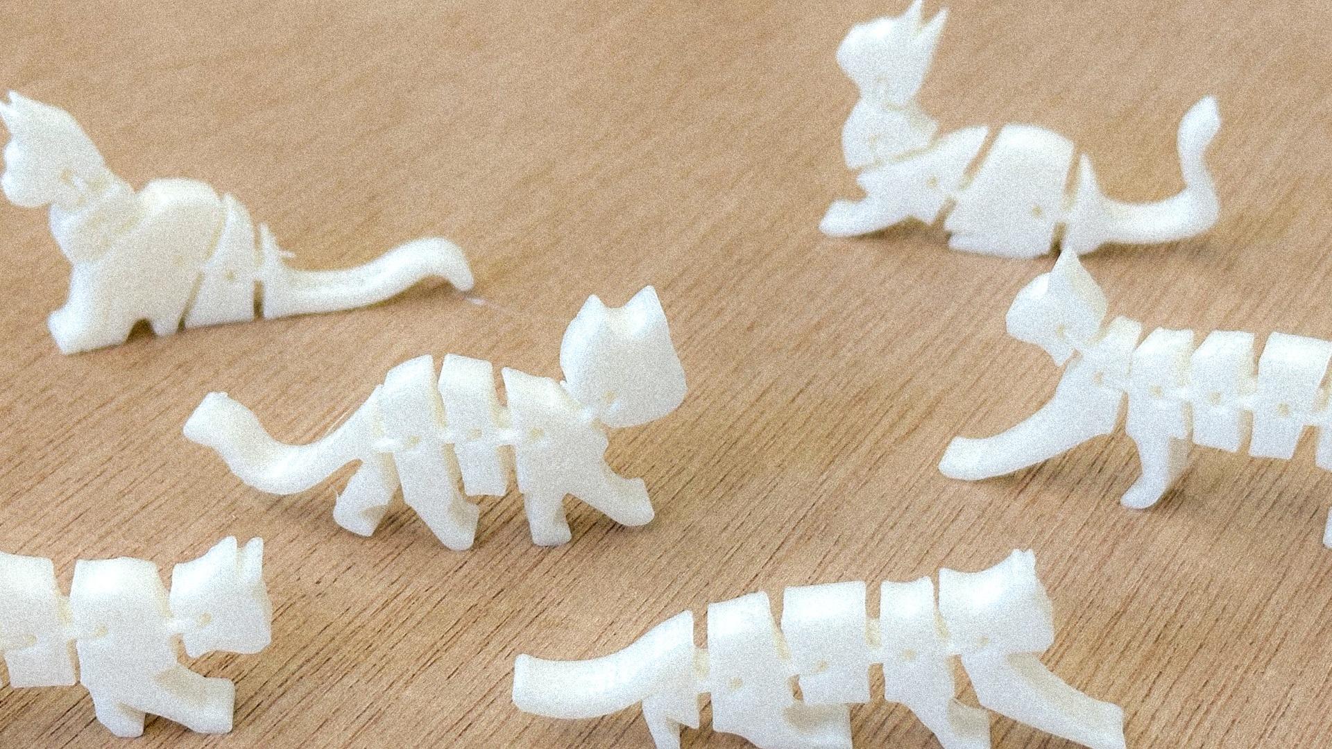 6-in-1 Flexi Articulated Cat Collection (Print in place) 3d model