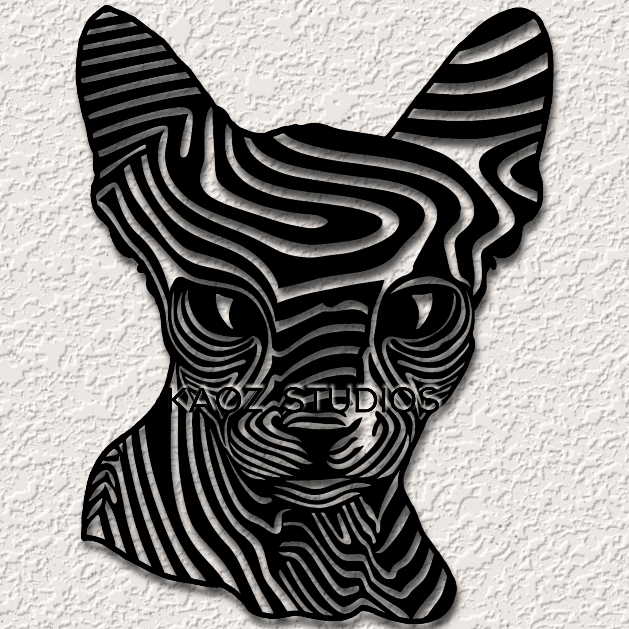 sphynx wall art cat wall decor optical illusion decoration 3d model
