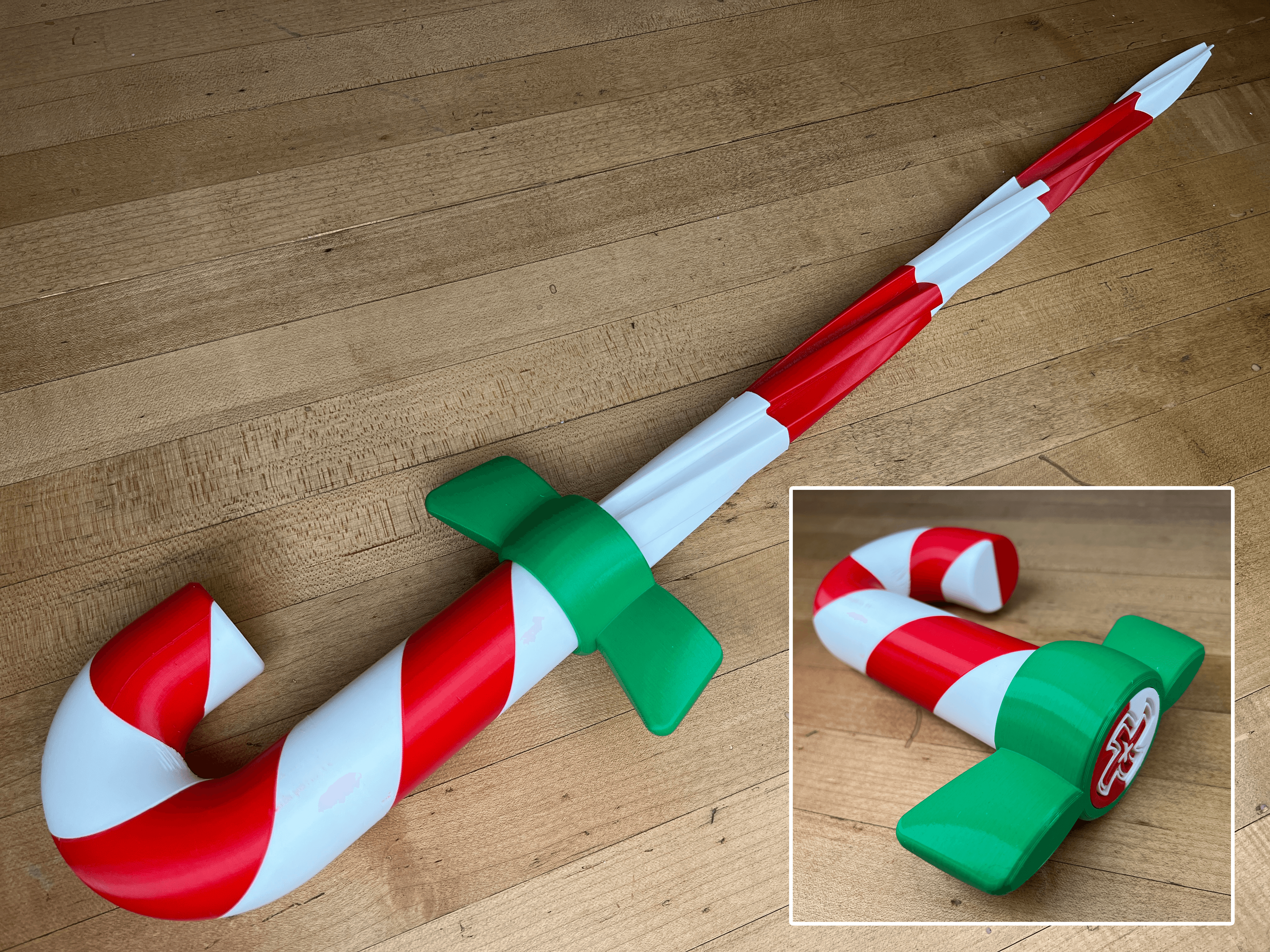 Collapsing Candy Cane Sword Dual Extrusion  3d model