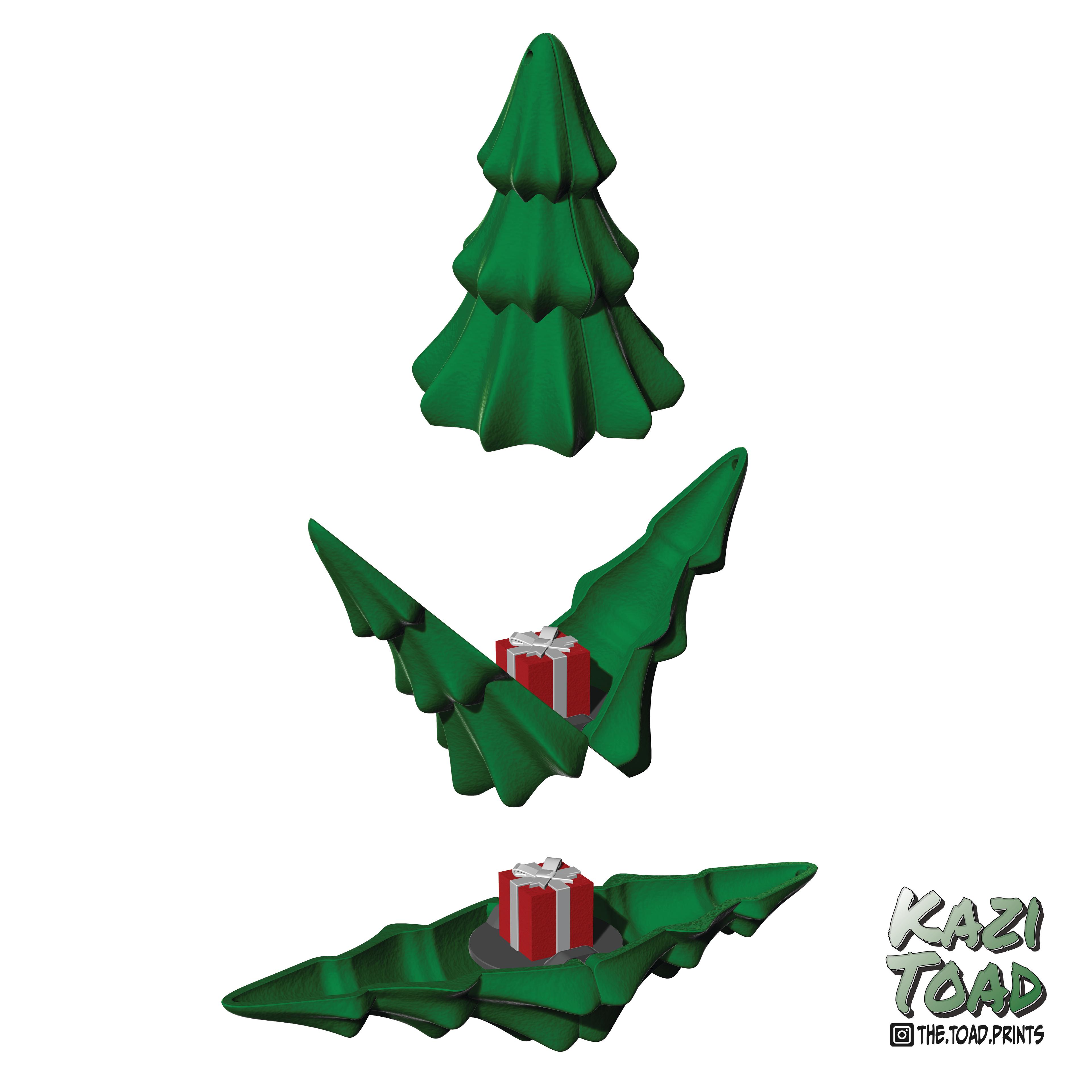 Remix of Hinged Christmas Tree (Print in Place).stl - Hinged tree with a gift inside :) - 3d model